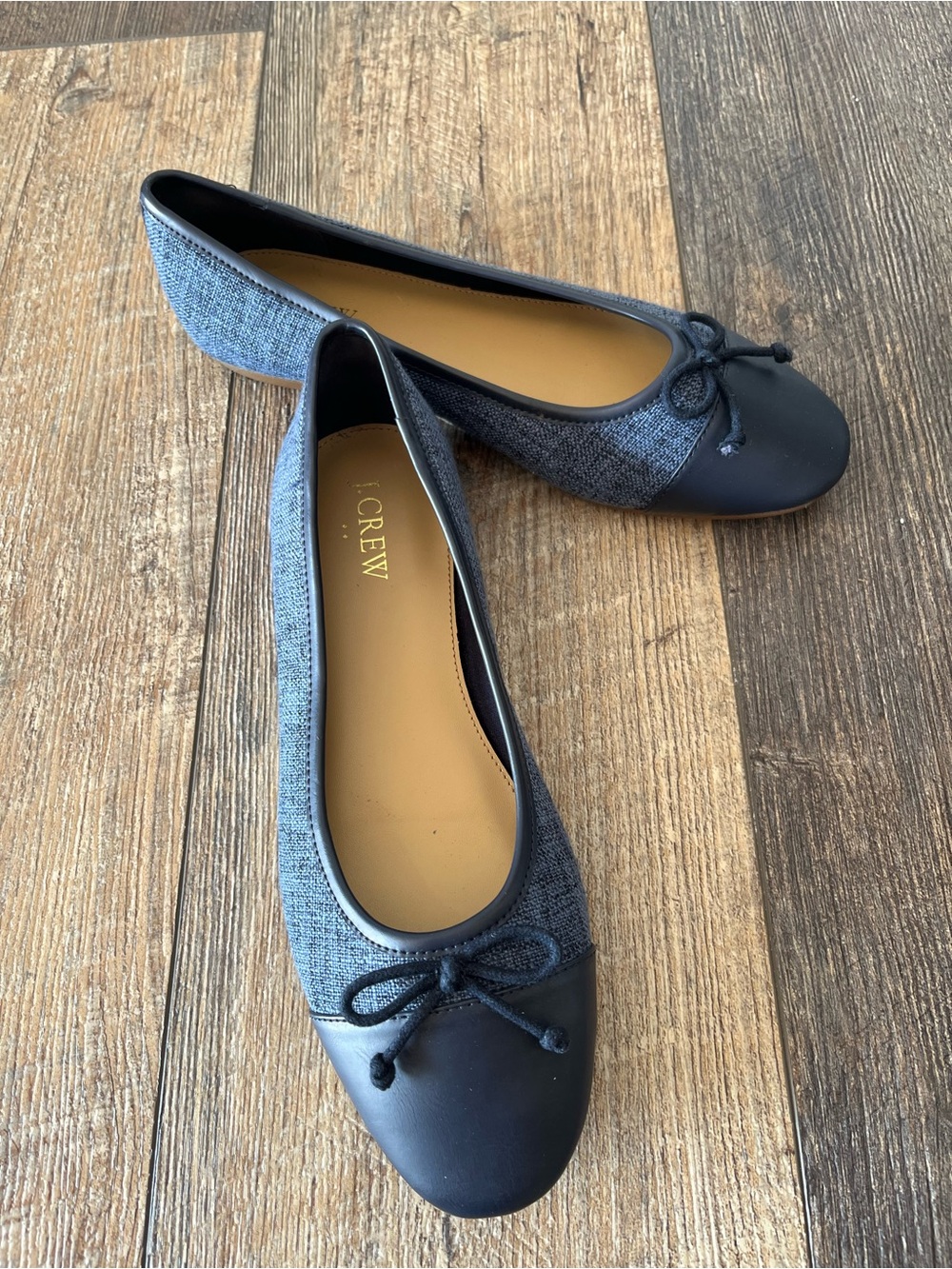 J.Crew Factory Zoe Cap Toe Ballet Flats Washed Denim BY320 Women's Size 7